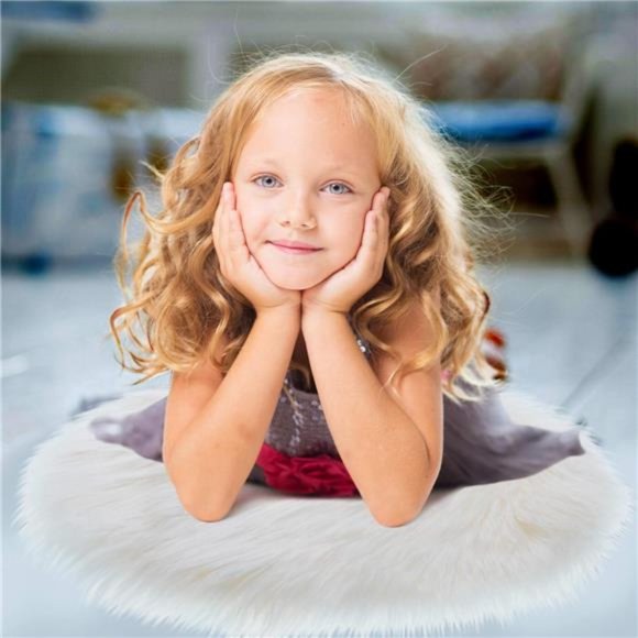 20 x 20 inch Round Fluffy Rug Faux Fur Round Rug Shaggy Floor Area Carpet - Picture 5 of 8